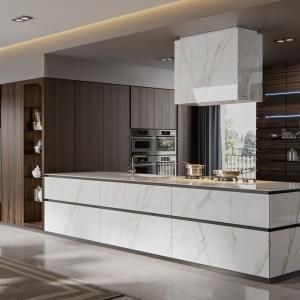 China High-end Design Melamine Kitchen Cabinet CustomizationAnd Automatic Push-to-Open Doors factory