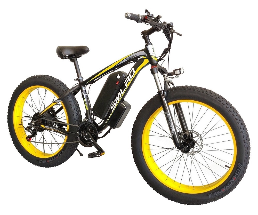 Downtube 26 Inch Fat Tire Electric Bike Brushless Geared 30km/H