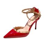 YTH011 Sandals Female New Summer Baotou Fine-Heeled Rivet Fashion High-Heeled