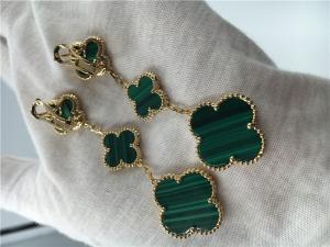 China 18K Gold Luxury jewe factory earrings 3 motifs malachite 18K yellow gold jewelry factory