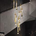 Modern Simple Crystal Water Drop Stairwell Chandelier 3200-6500K Three Colors