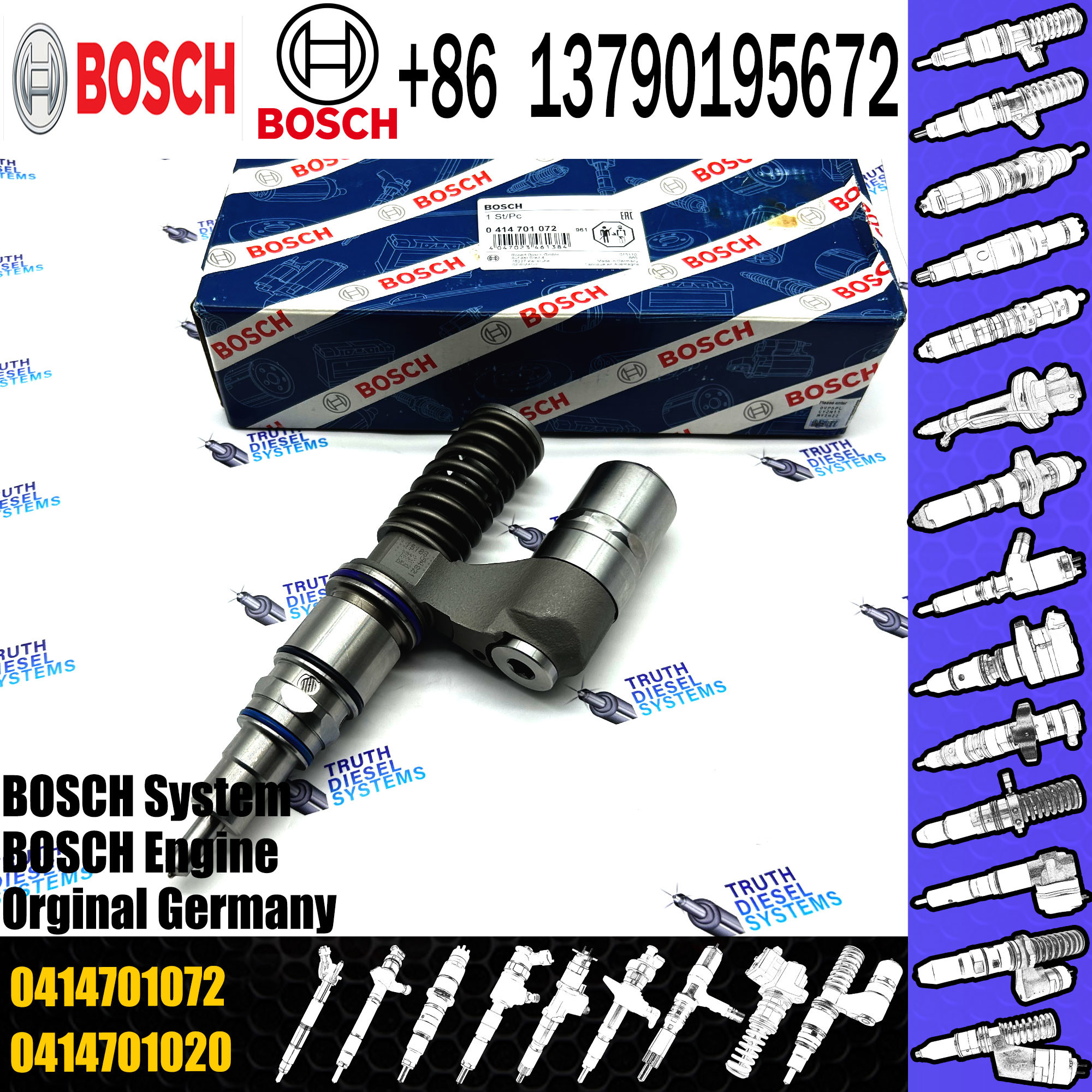 Diesel Engine Fuel Injector 0414701079 Common Rail Injector 0414701051 Auto Parts 0414701072