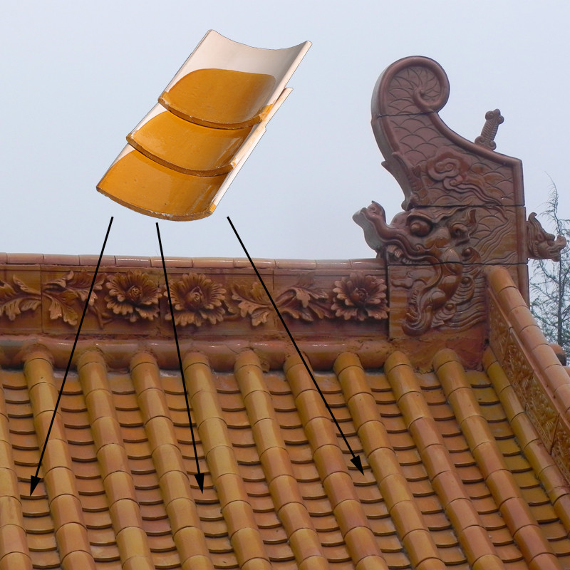Authentic old glazed green Chinese roof tiles for building