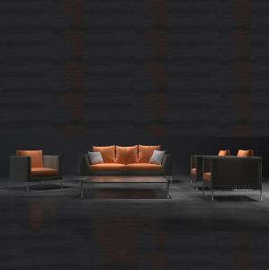 China 5 PCS Patio Aluminum Wicker Rattan Lounge Sofa Set Furniture factory