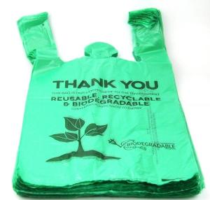 China Green PLA + PBAT Plastic Compostable T Shirt Bag 3 Gallon-96 Gallon factory