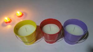 China Home &amp; Garden 3 colors white unscented with color iron cup factory