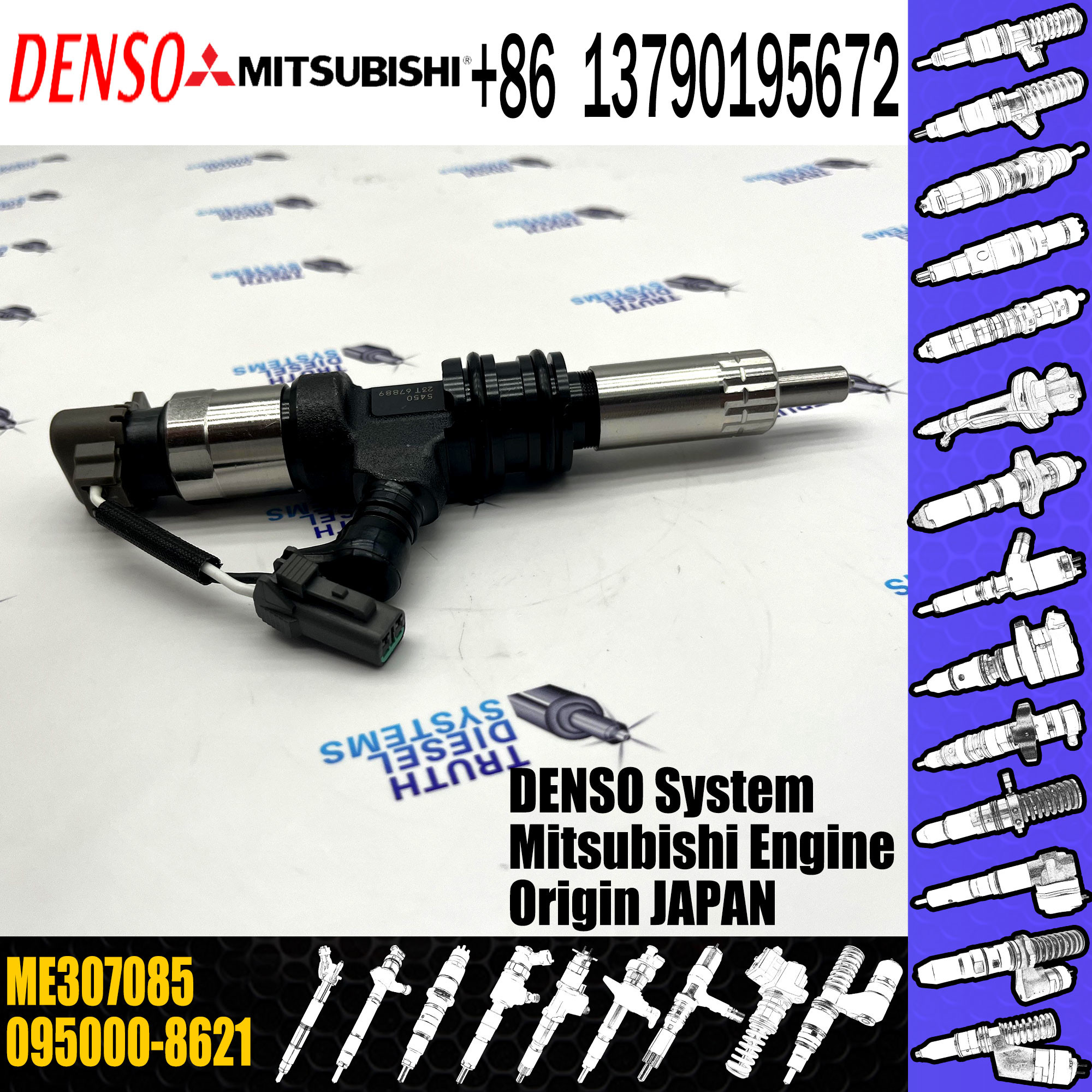 common rail diesel Fuel Injector 095000-8620 095000-8621 for MITSUBISHI 6M60T ME306200 ME307085