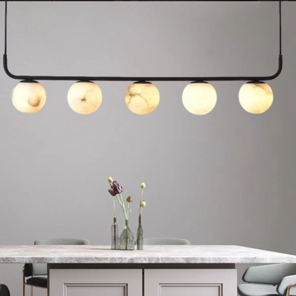 China Spanish Imported Natural Marble Restaurant Pendant Light Designer bar Counter Island Platform Alabaster Long Pendant Light factory