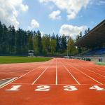 9mm Thick Red Eco Sports Flooring Rubber Running Track Impact Resistance