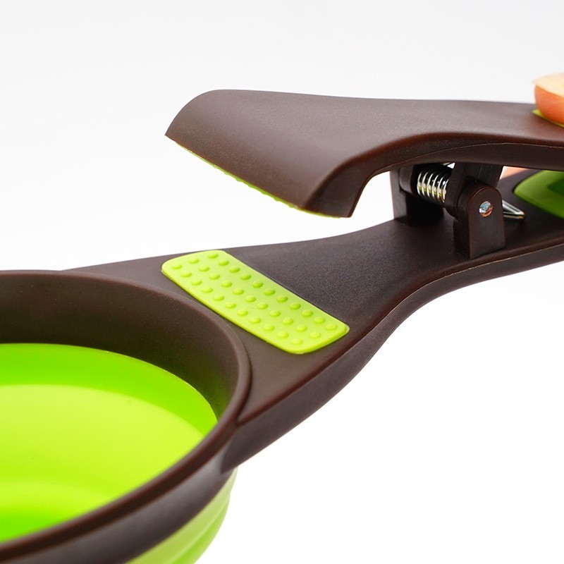 Folding Silicone Pet Bowl Folding Food Spoon Can Clip Grain Bag Water Bowl Measuring Cup Dog Food Spoon
