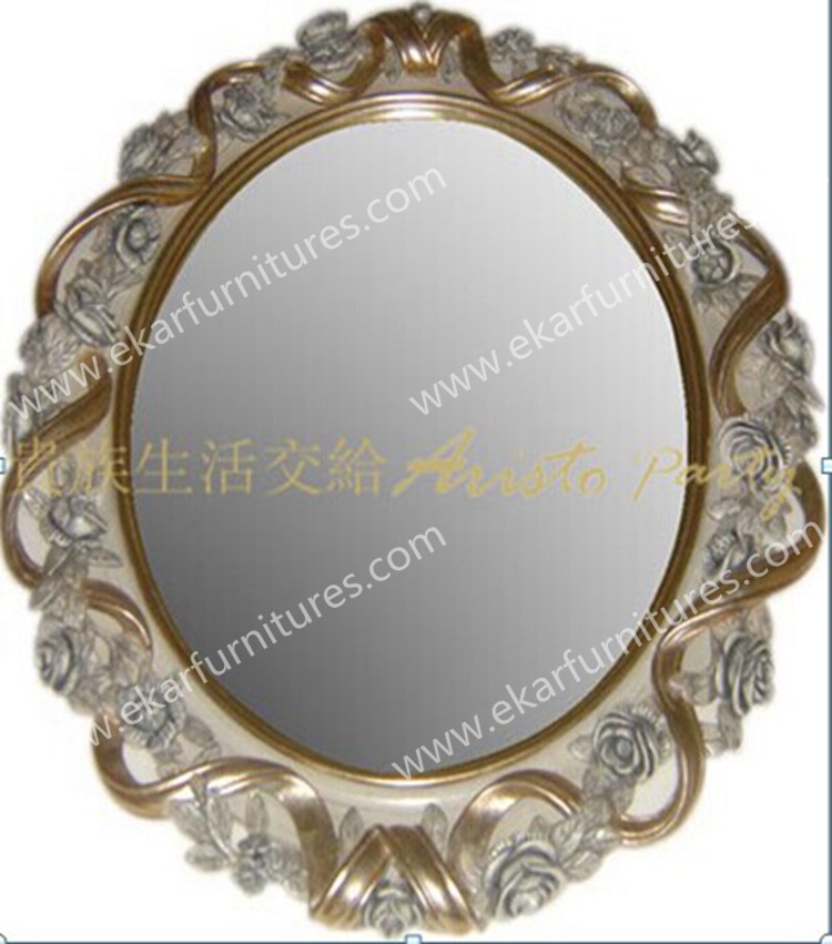 Shaped Wall Dresser Mirror with Carven frame golden color FG-105