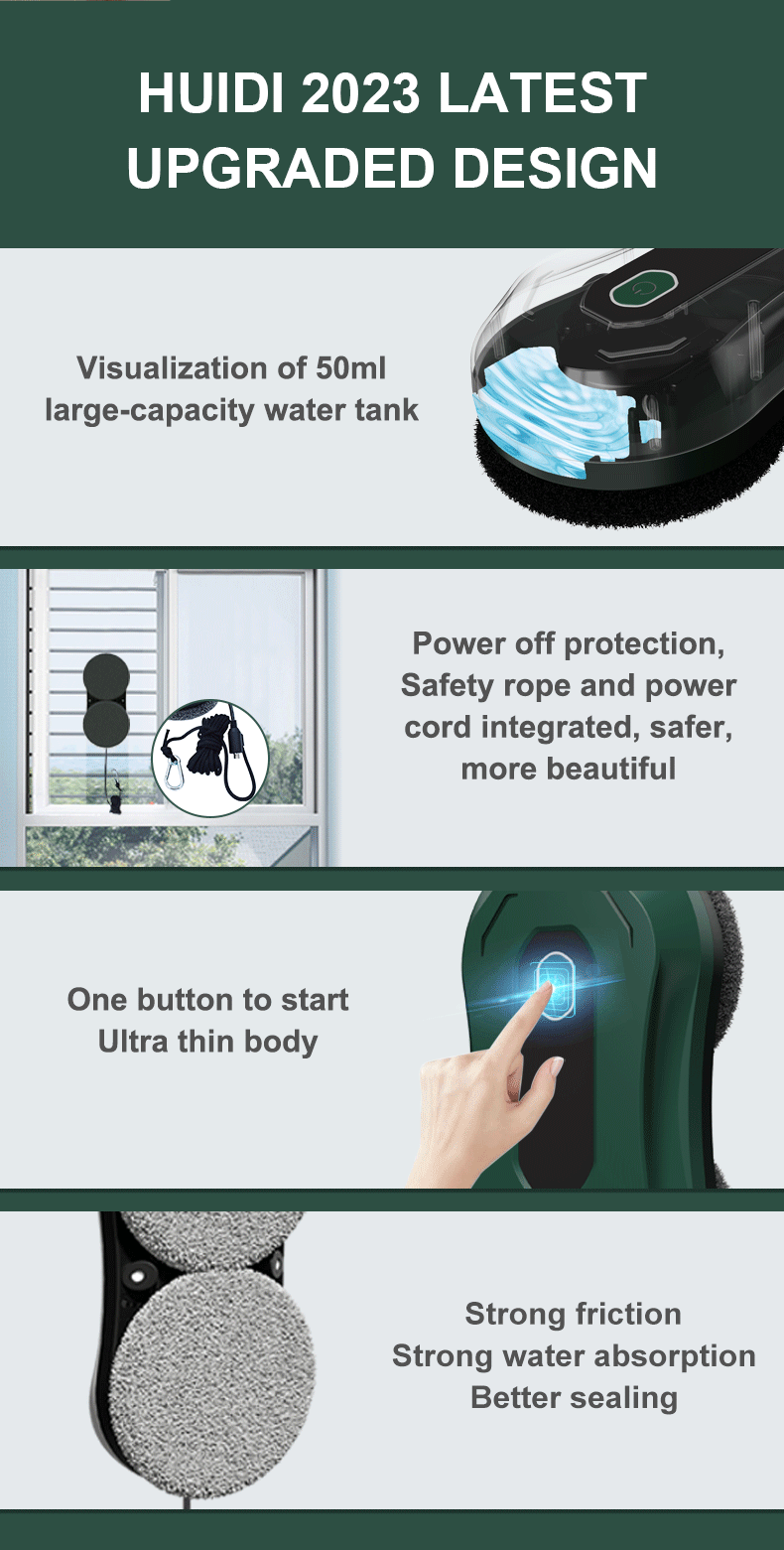 50ml Water Tank Window Cleaning Robot Ultra Thin Intelligent Skyscraper Window Cleaner Robot