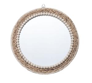China Design Natural Bathroom Large Wall Decorative Woven Custom Framed Wooden Rattan Wicker Willow Mirror factory