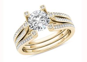 China Yellow Gold 126PCS Diamond Engagement Wedding Rings 1.26CT Total Weight factory