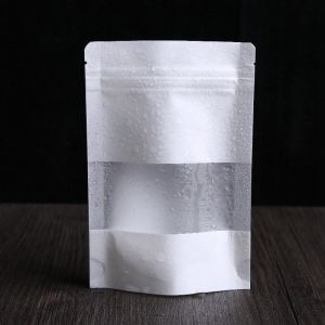 Mega See Through Pouches Zipper White Resealable Paper Pouches