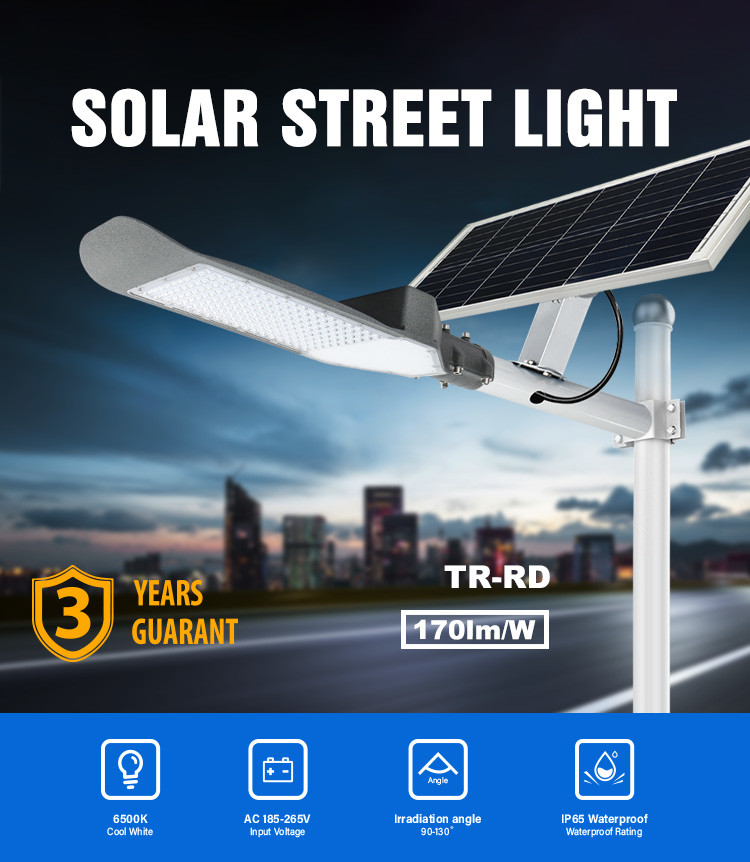 IP66 High Power Solar Street Light 150 Watt 200 Watt 400 Watt 6000k With Battery