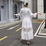 Embroidered Long Sleeve Lace Maxi Dress Plain Pattern For Wedding