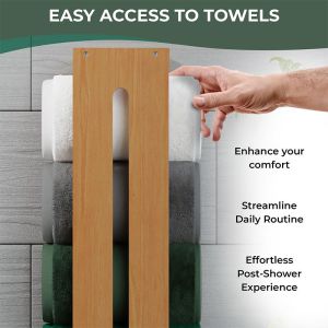 Wooden Bamboo Bathroom Storage Rack Towel Shelf Eco Friendly