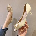 9797-9 Korean Fashion Pointed Shallow Mouth High Heels Hollow Sexy Rhinestone