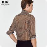 Summer Striped Shirt for Men No-Iron Long-Sleeved Business Casual Slim Fit Suit