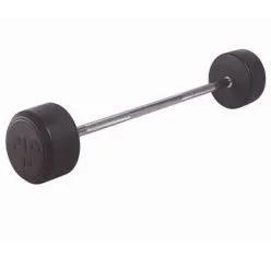 China Weightlifting Straight Rubber Fixed Barbell Rubber Coated 10kg factory
