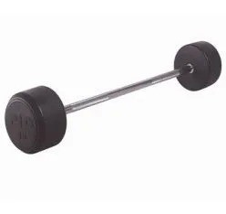Weightlifting Straight Rubber Fixed Barbell Rubber Coated 10kg
