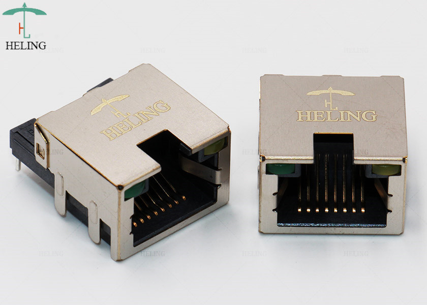 Through Hole Customized Low Profile RJ45 , Tab Up Female Lan Connector