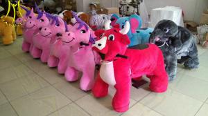 China Hansel battery powered coin operated kids ride on electric furry animal for sale factory