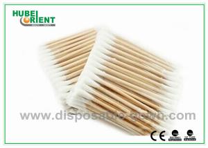 China Single / Double Head Hospital Disposable Products Surgical Wooden Cotton Swabs 3&quot; factory