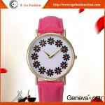 GV16 PU Leather Band Flower Plates Watch for Woman Women Quartz Watch Geneva
