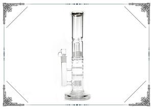 China 14 Inch Straight Tube Glass Water Pipe Double Honeycomb / Matrix Perc factory