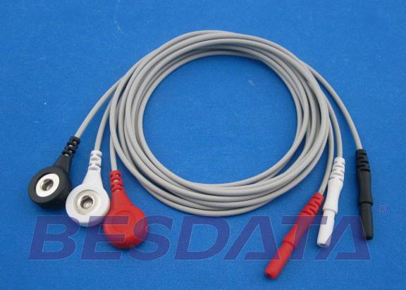 3 / 5 / 7 / 10 Leads ECG Cables And Leadwires With Snap Ending 1.5 Mm Din