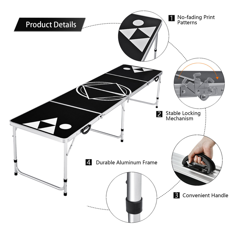 Outdoor Garden Bar Bistro Cafe Patio Party Portable Collapsible Metal Beer Pong Table