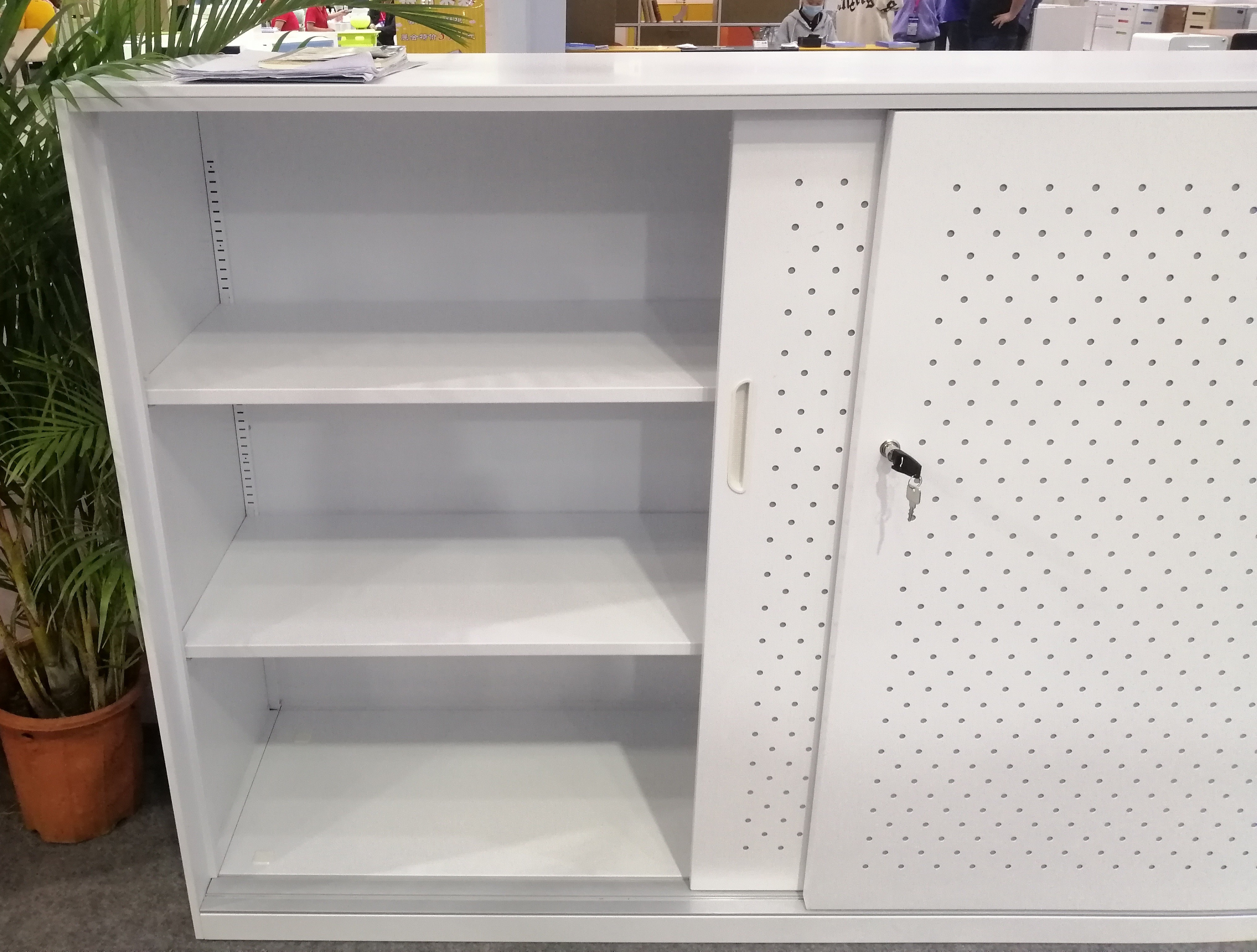 Acoustic Sliding Door Office Metal Cabinet 0.7mm Thickness
