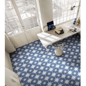 China Blue White Ceramic Rustic Tile 25x25cm Clay Floor Tile on sale