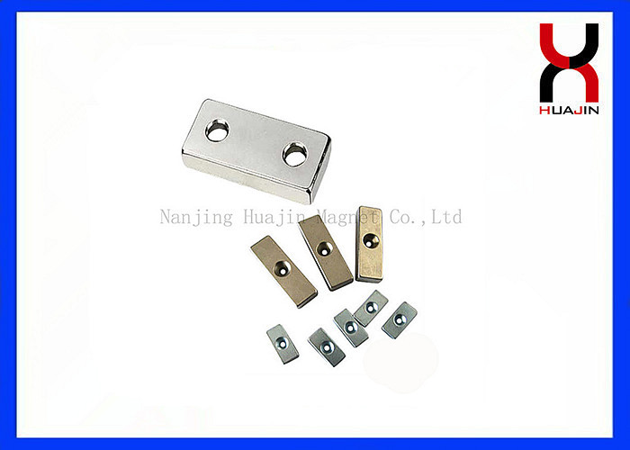 Powerful Neodymium Block Magnets Zinc/ Nickel Coating Type With Countersunk Holes