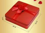 Red Custom Novelty Tea Tin Box Food Grade With Metalwire Lid / PS Window