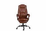 PU Brown Leather Reclining Office Chair With Footrest Retractable Reducing