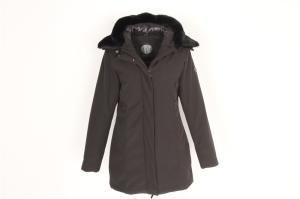 China Ladies bonded softshell longline coats, Women's longline jacket, High quality, Fur collar factory