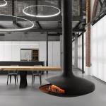 Efficient Log Burner Round Suspended Fireplace From Ceiling Heavy Duty
