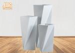 Geometric Shape Flower Pots Fiberglass Floor Vases Glossy White Plant Pots