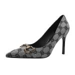 8666-9 Europe And The United States Sexy Pointed Shallow Mouth High Heels Net