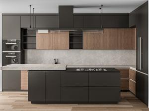 China Minimalist Custom Modular Modern Design Kitchen Cabinets Furniture Wooden Kitchen Cabinet factory