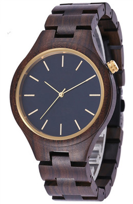 Luxury wood case watch laser line band Koa wood fold buckle steel wood watch