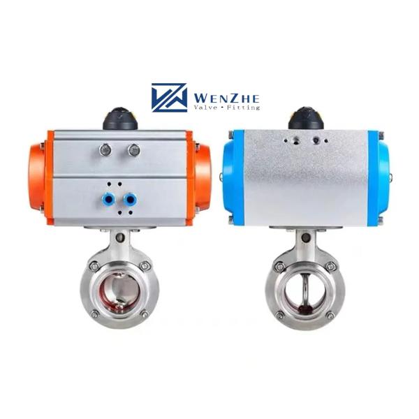 Sanitary Silver Stainless Steel 304 316 Pneumatic Welded/Clamp Butterfly Valve