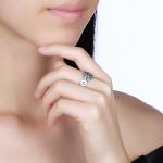Rose Ring Sterling Silver Rose Flower Heart Ring Adjustable Open Ring Love