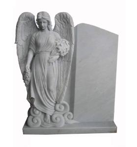 China American style white marble standing Angel statue headstones factory