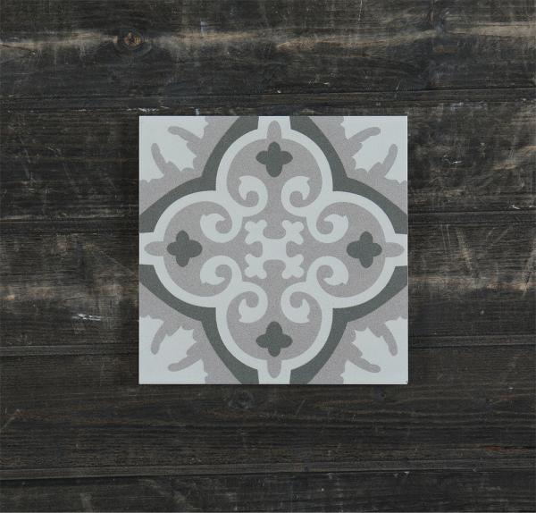 Non-Slip 20x20cm Ceramic Rustic Tiles For Office And Gray Floral Wall Tiles For