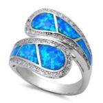 High Quality Natural Greek Blue Opal Stone Engagement Ring for Gifts With 925