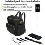3 ways wearing Premium Vegan Leather Baby Diaper Backpack USB Charging Port